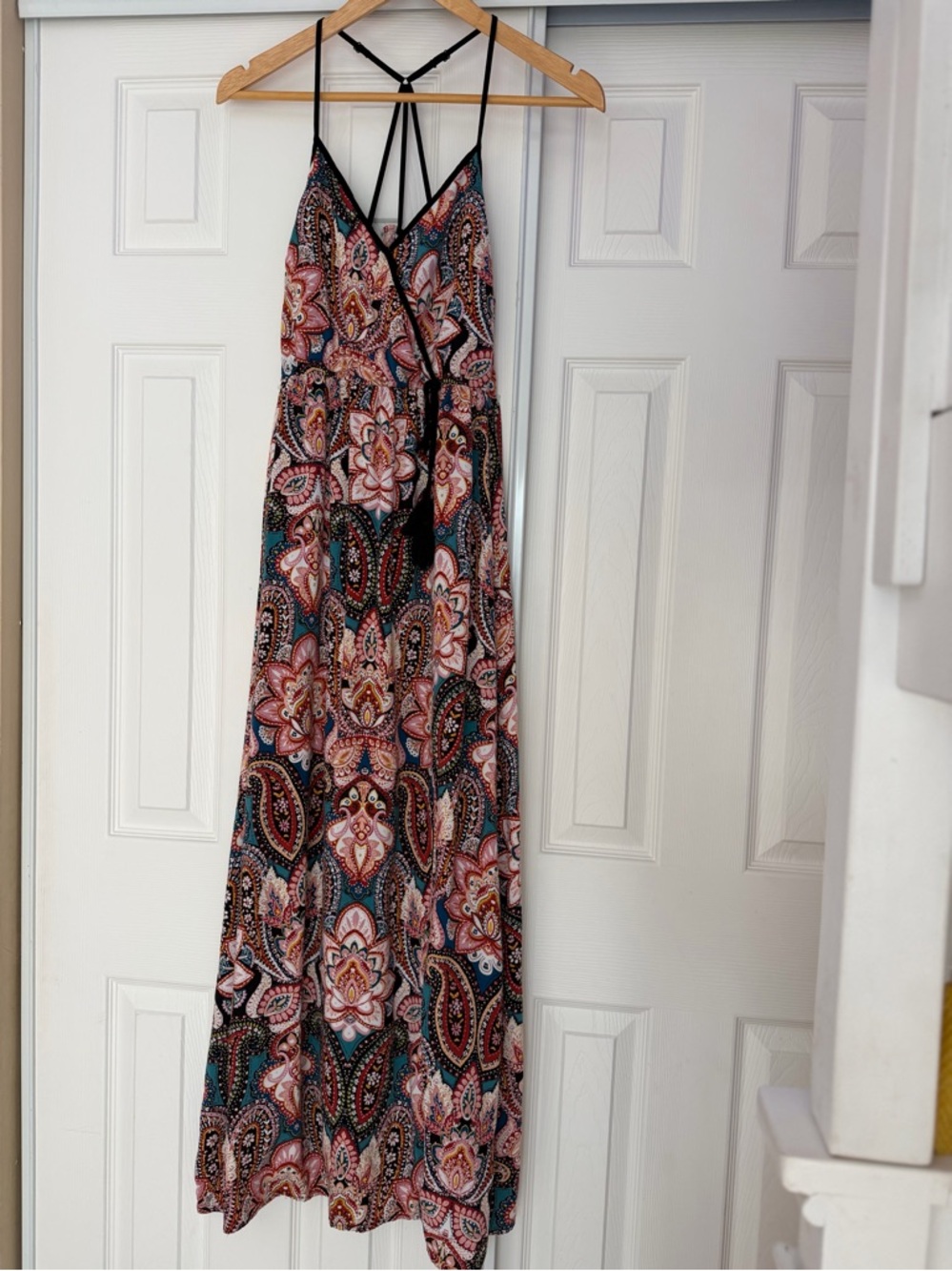 Xhilaration Floral Paisley Strappy Maxi Slit Dress in Multi-Color 
Size XS